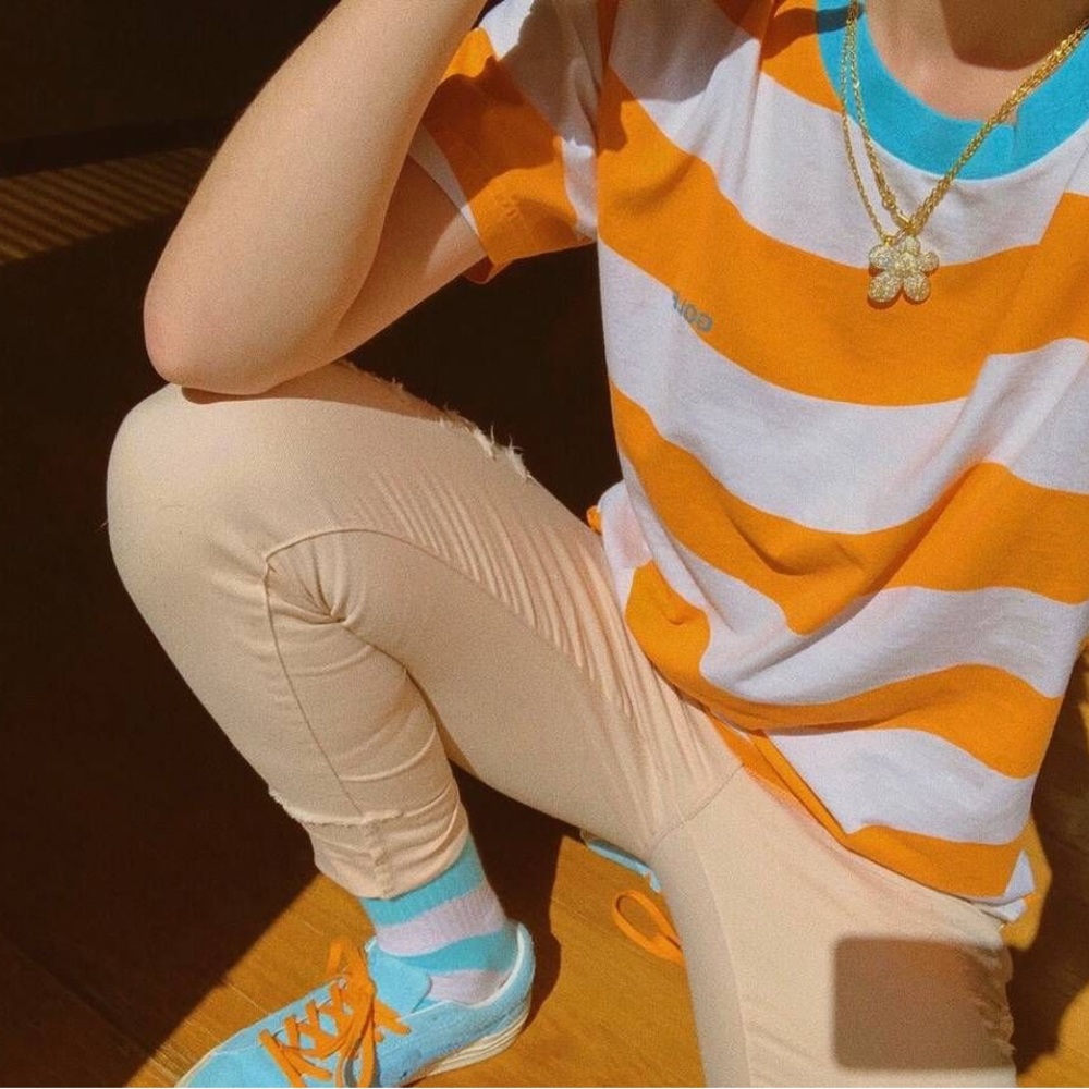 Golf Wang Wavy Stripe Tee - Orange, White, Blue